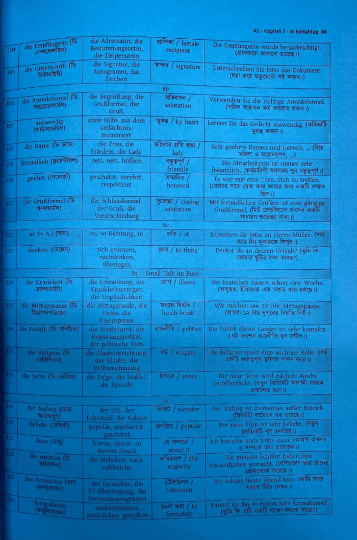 Bangla A1 to B1 Glossar Book (Colour Print) - Image 3